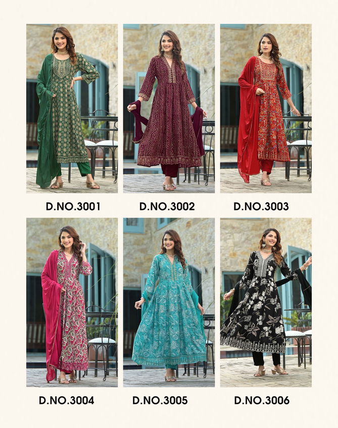 Anarkali Vol 3 By Radhika Rayon Embroidery Kurti With Bottom Dupatta Wholesale Online
